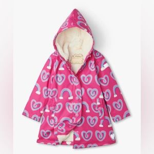 Twisty Rainbow Hearts Sherpa Lined Rain Jacket by Hatley